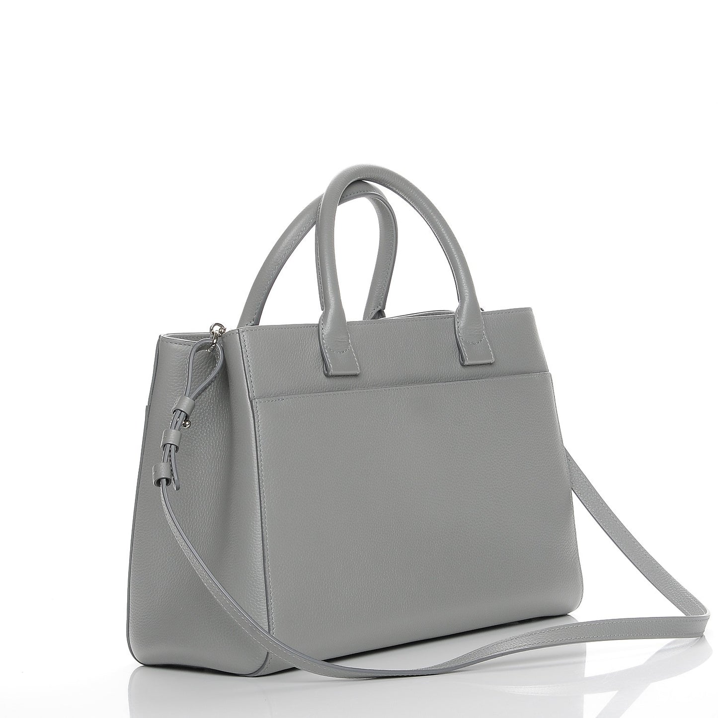 Grained Calfskin Small Neo Executive Shopper Tote Grey