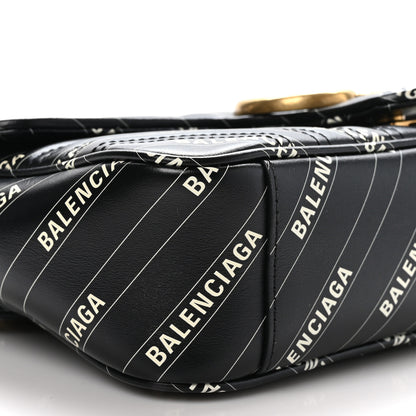 Gucci X BALENCIAGA Calfskin Matelasse Logo Print Small GG Marmont Shoulder Bag Black 9 of 11