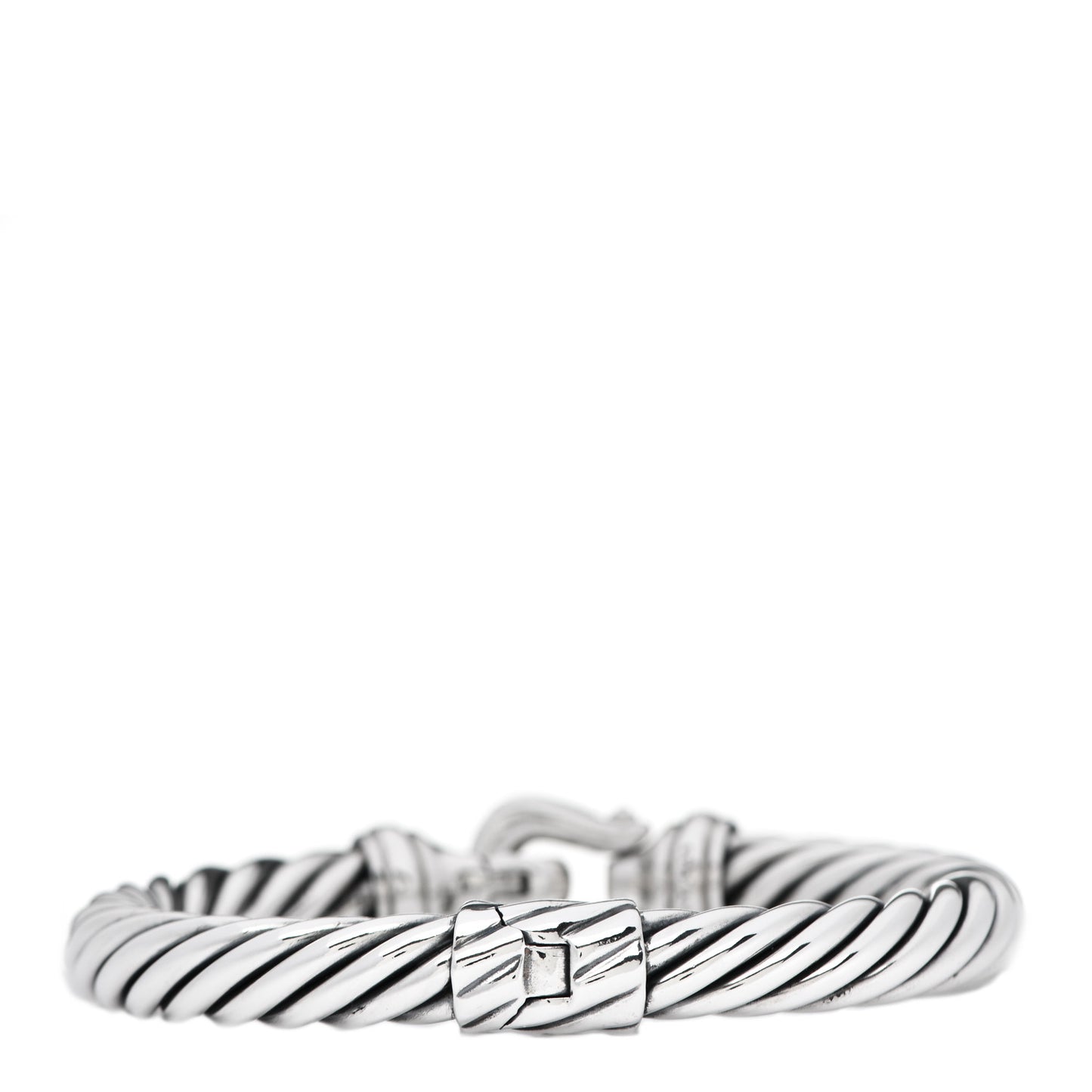 Sterling Silver Diamond 8.5mm Cable Buckle Bracelet