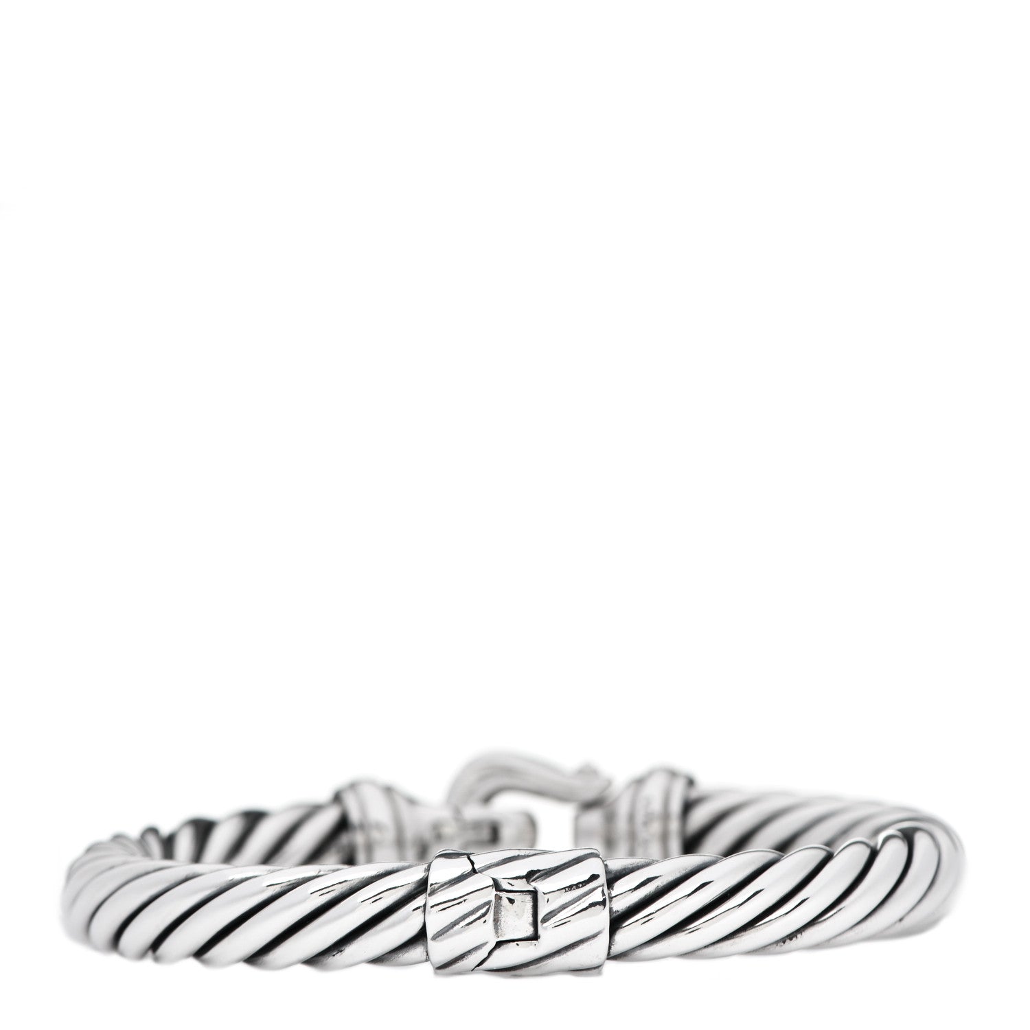 David Yurman Sterling Silver Diamond 8.5mm Cable Buckle Bracelet 2 of 3