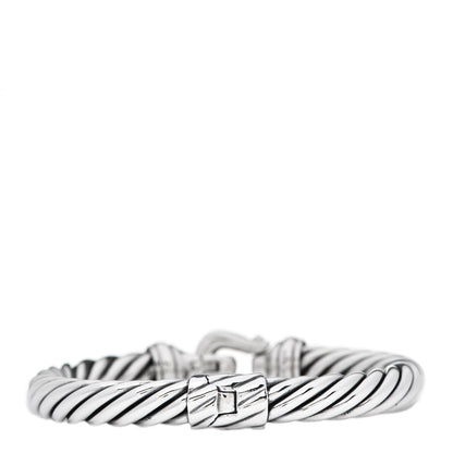 David Yurman Sterling Silver Diamond 8.5mm Cable Buckle Bracelet 2 of 3