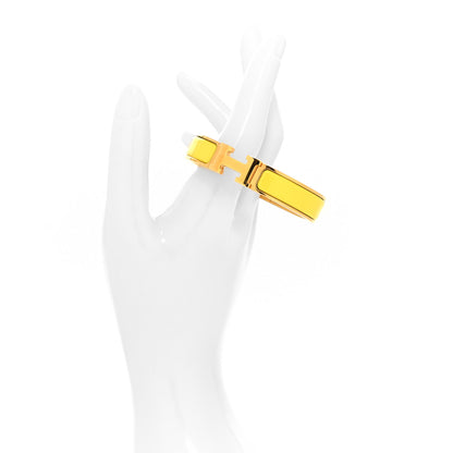 Hermes Enamel Narrow Clic Clac H Bracelet PM Jaune Soleil 2 of 5