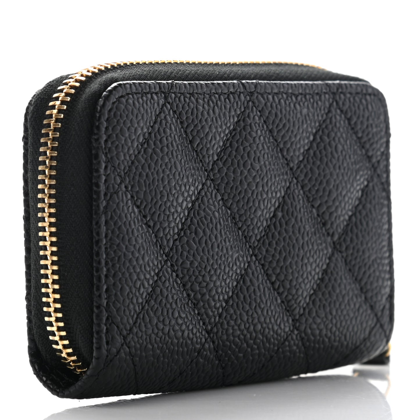Caviar Quilted Zip Coin Purse Black