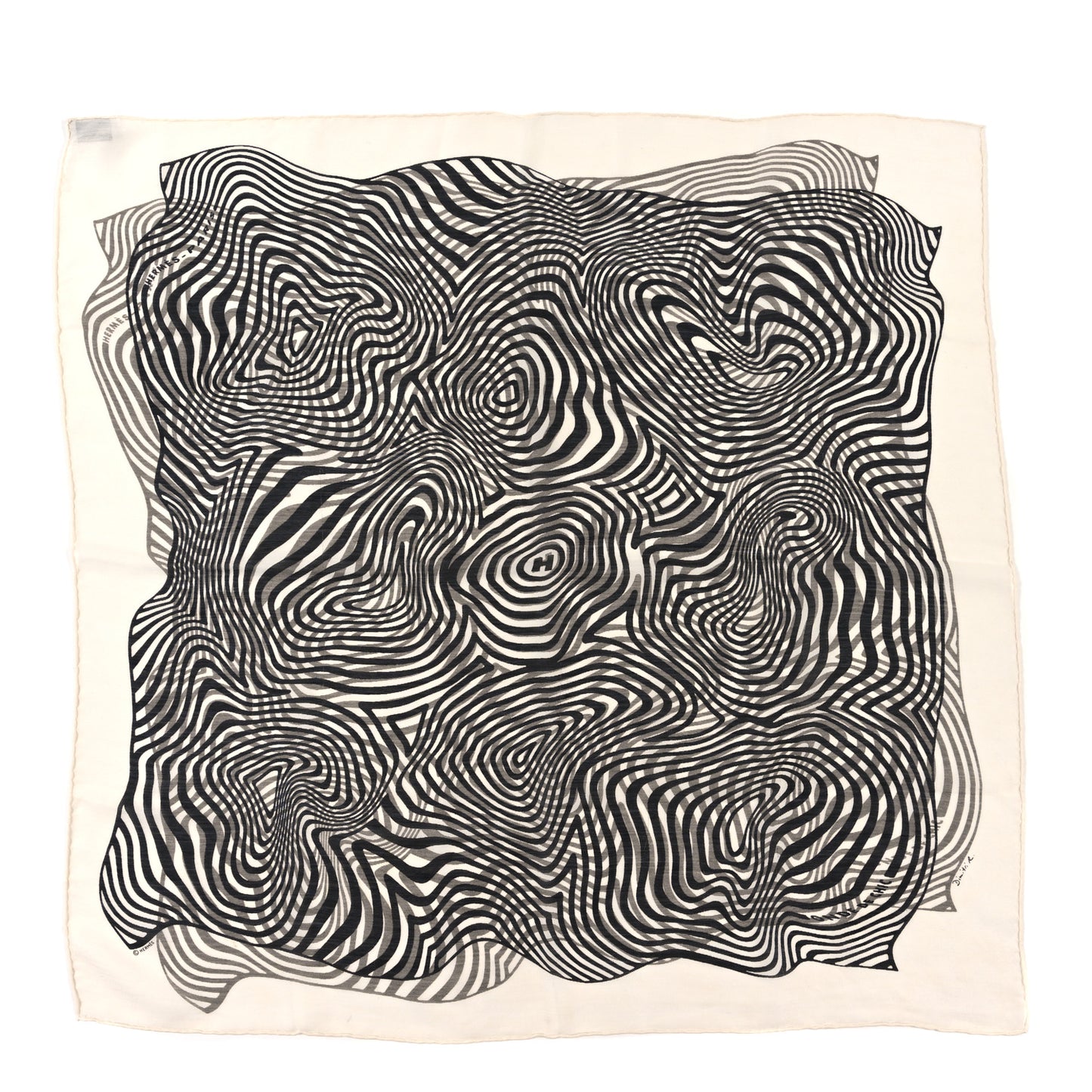 Silk Cashmere Onde De Chic Scarf 90 White Black