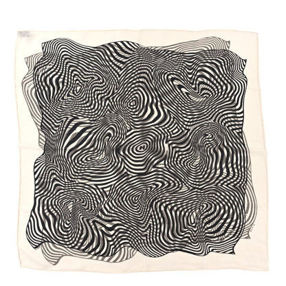 Hermes Silk Cashmere Onde De Chic Scarf 90 White Black 1 of 3