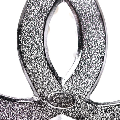 Chanel Pearl Crystal CC Snow Palace Brooch Silver 4 of 4
