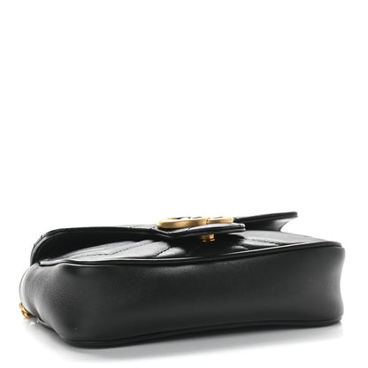 Gucci Calfskin Matelasse Super Mini GG Marmont Shoulder Bag Black 4 of 9