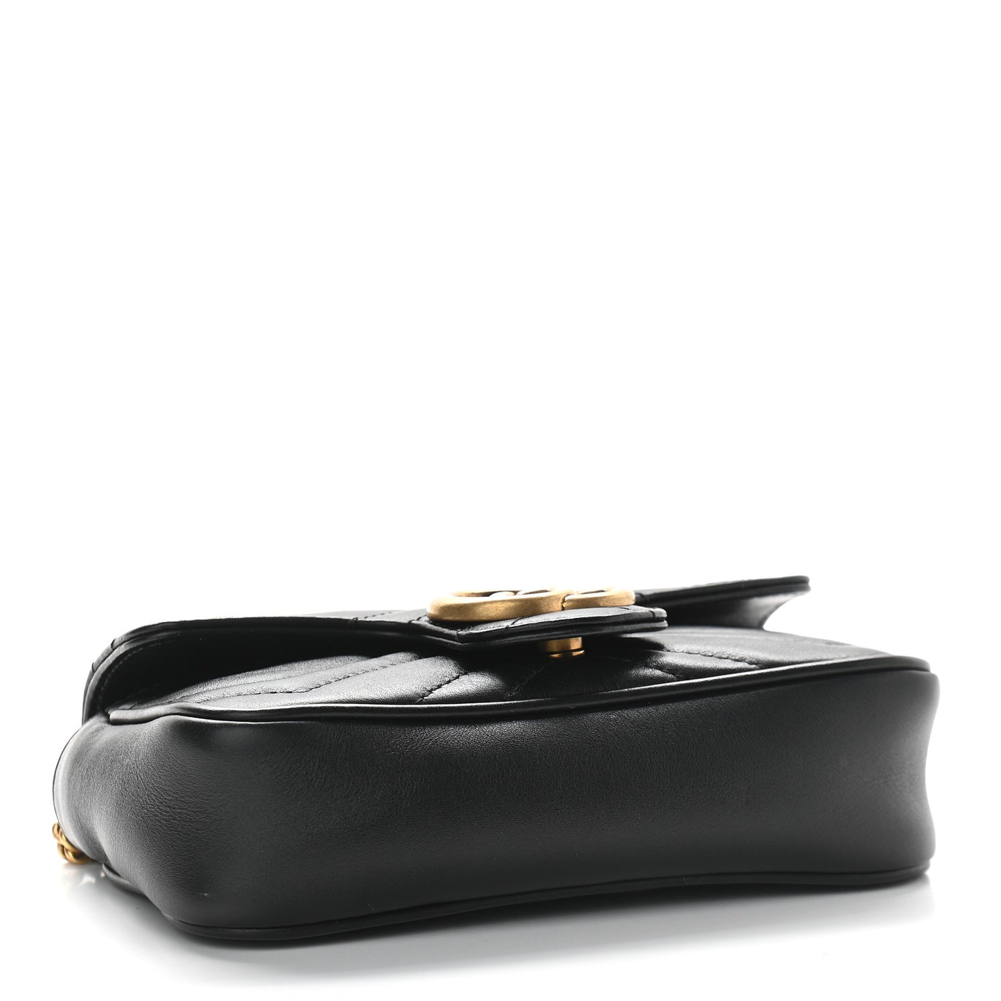 Calfskin Matelasse Super Mini GG Marmont Shoulder Bag Black
