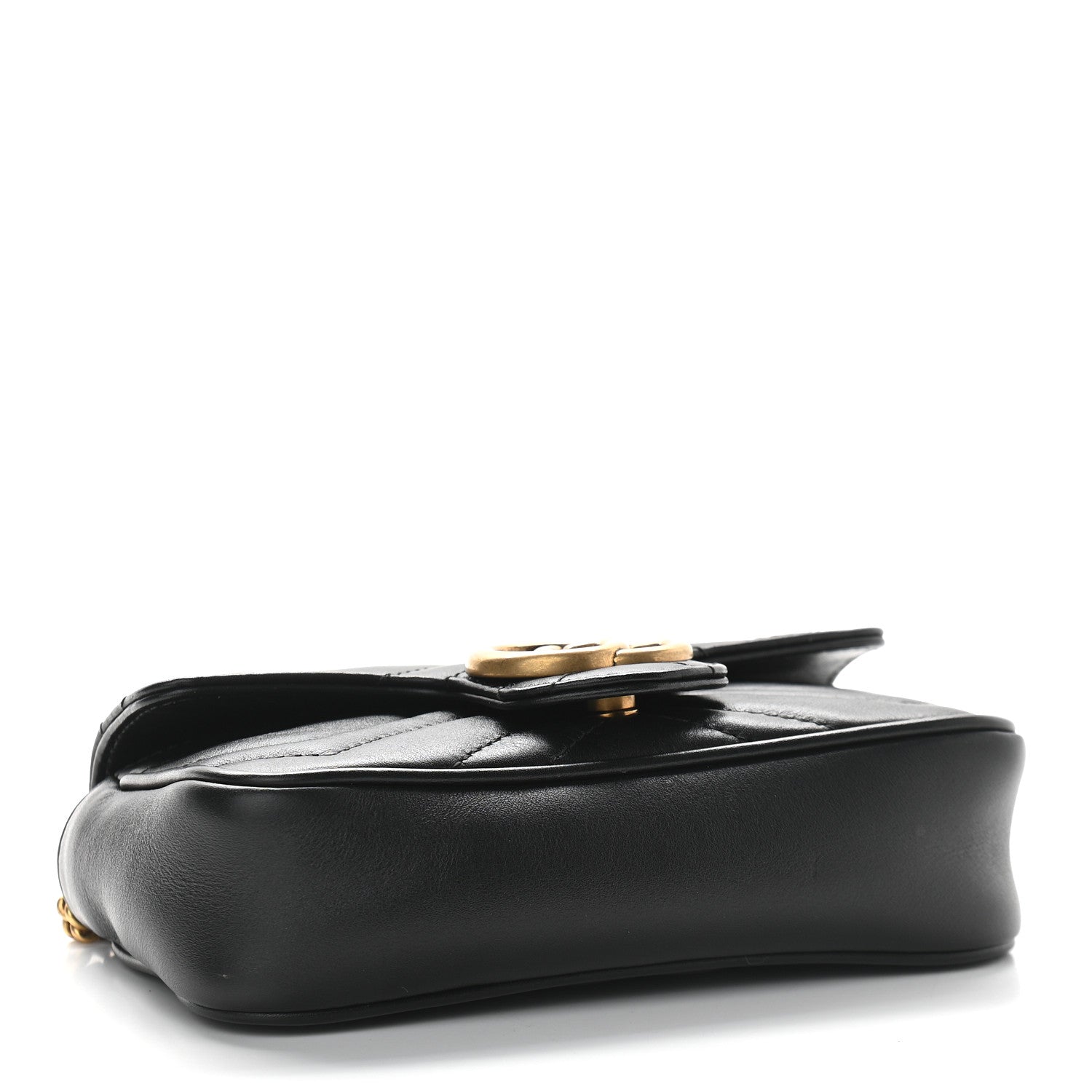 Gucci Calfskin Matelasse Super Mini GG Marmont Shoulder Bag Black 4 of 9