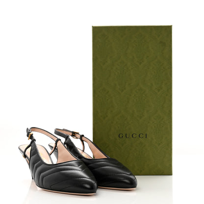 Gucci Nappa Charlotte Chevron Matelasse Double G 75mm Slingback Pumps 40 Black 10 of 10