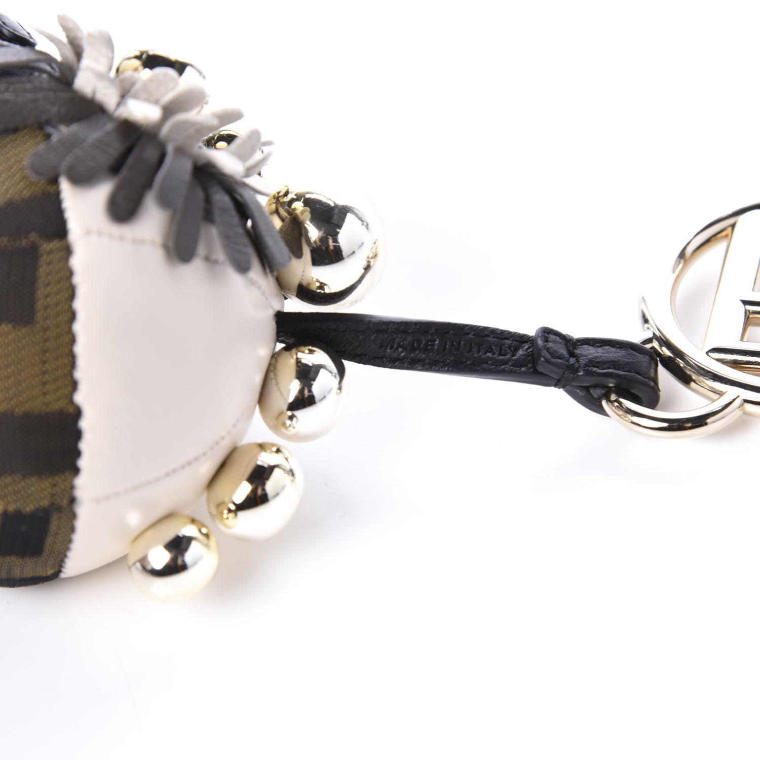 Fendi Nappa Zucca Zucchino Pearl F is Fendi Space Monkey Bag Charm Camelia Carbone Mogano Panna 4 of 5