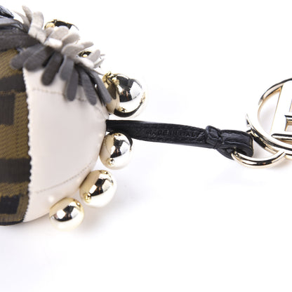 Fendi Nappa Zucca Zucchino Pearl F is Fendi Space Monkey Bag Charm Camelia Carbone Mogano Panna 4 of 5