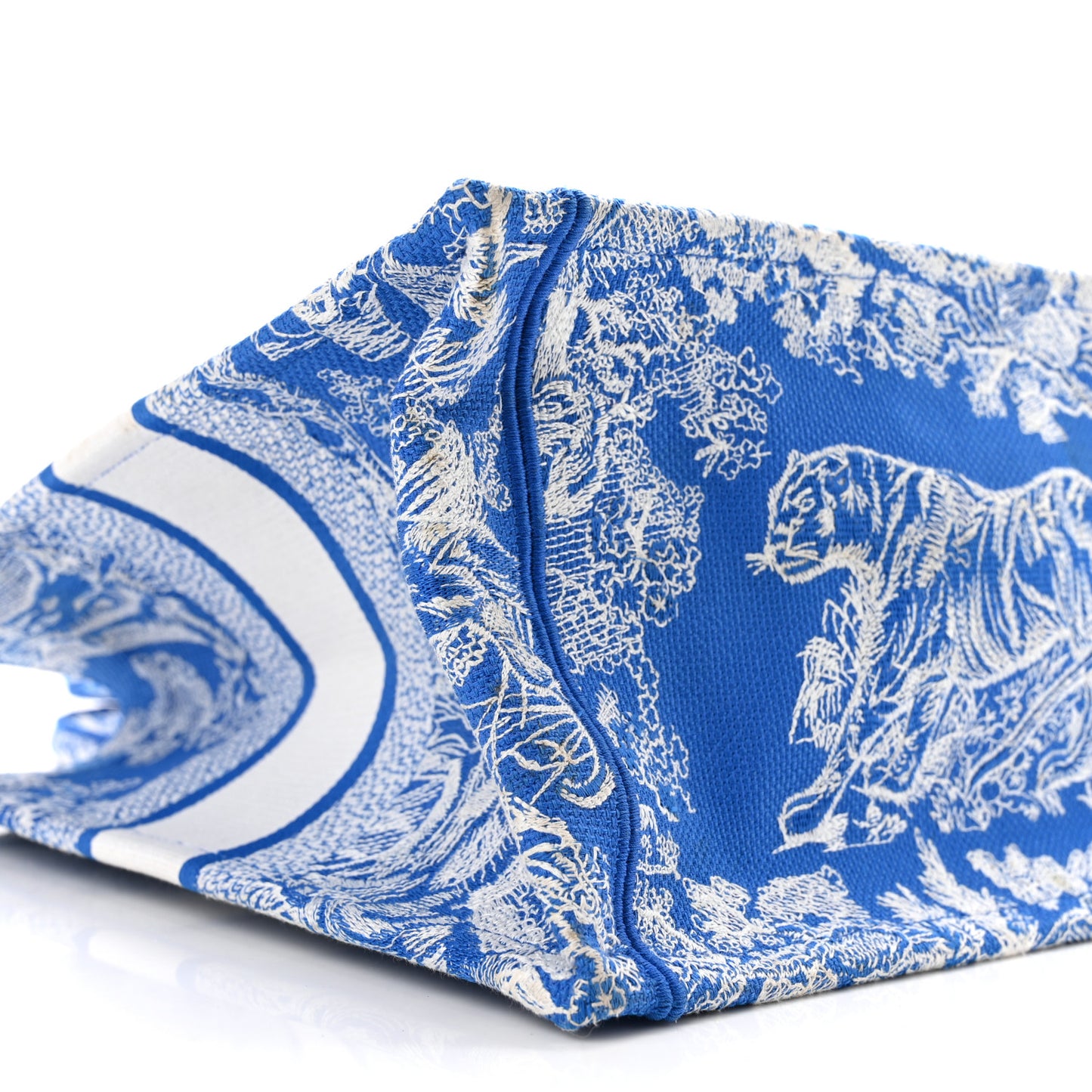 Canvas Embroidered Medium Dioriviera Toile De Jouy Book Tote Fluorescent Blue