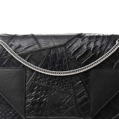 Saint Laurent Calfskin Crocodile Embossed Medium Betty Black 11 of 11