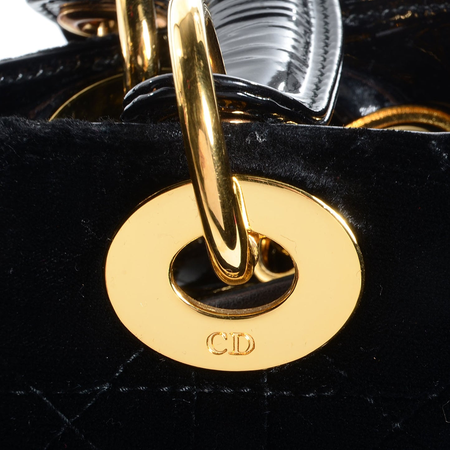 Velvet Cannage Medium Lady Dior Black