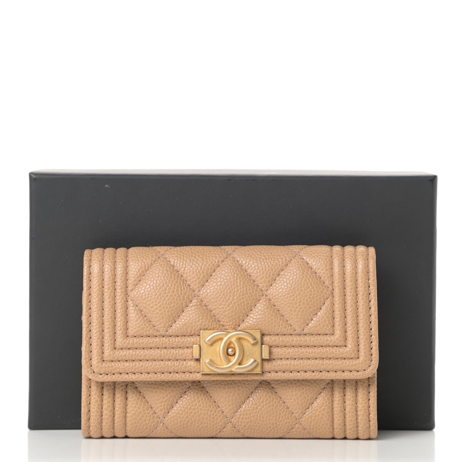 Chanel Caviar Quilted Boy Card Holder Wallet Beige Clair 9 of 9