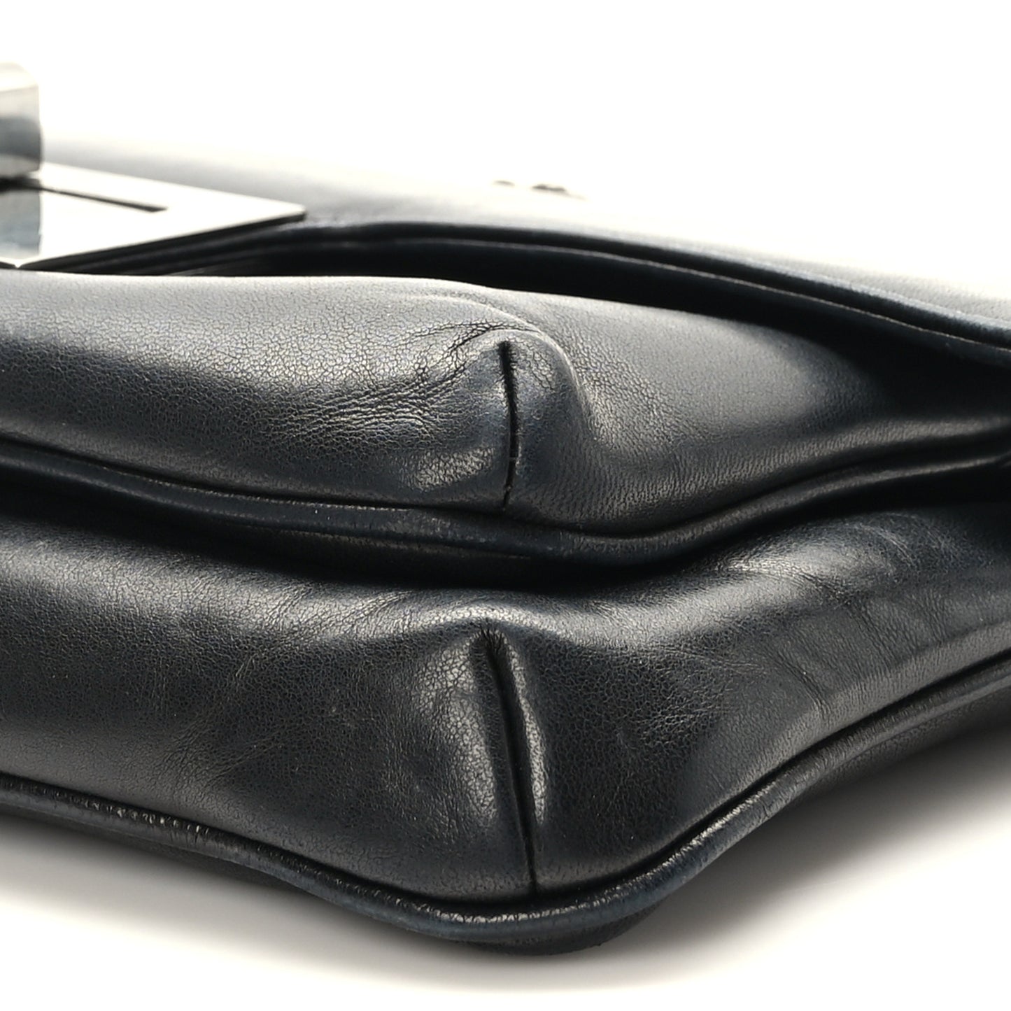 Lambskin Mademoiselle Lock Flap Pochette Black