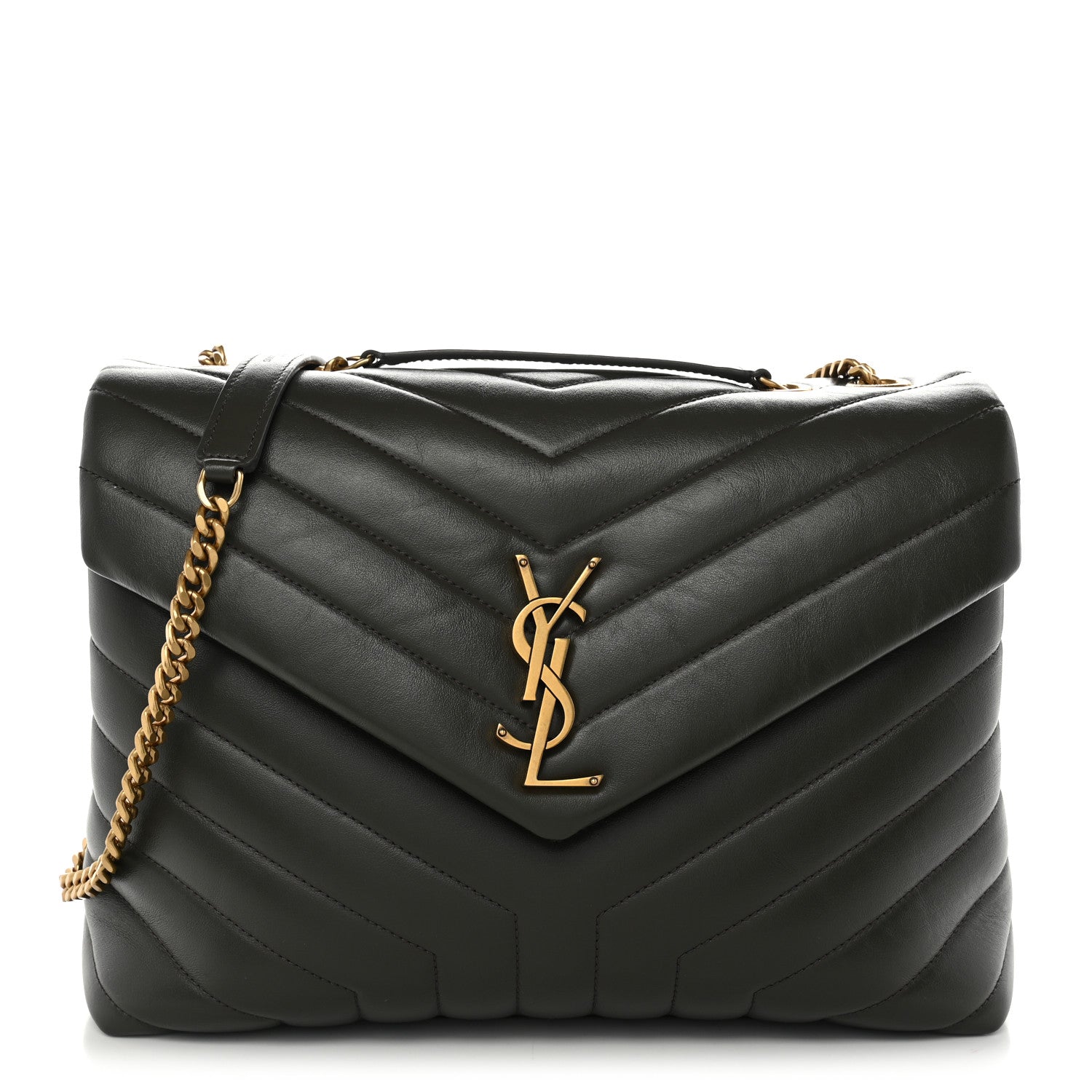 Saint Laurent Calfskin Y Quilted Monogram Medium Loulou Chain Satchel Pebble 1 of 11