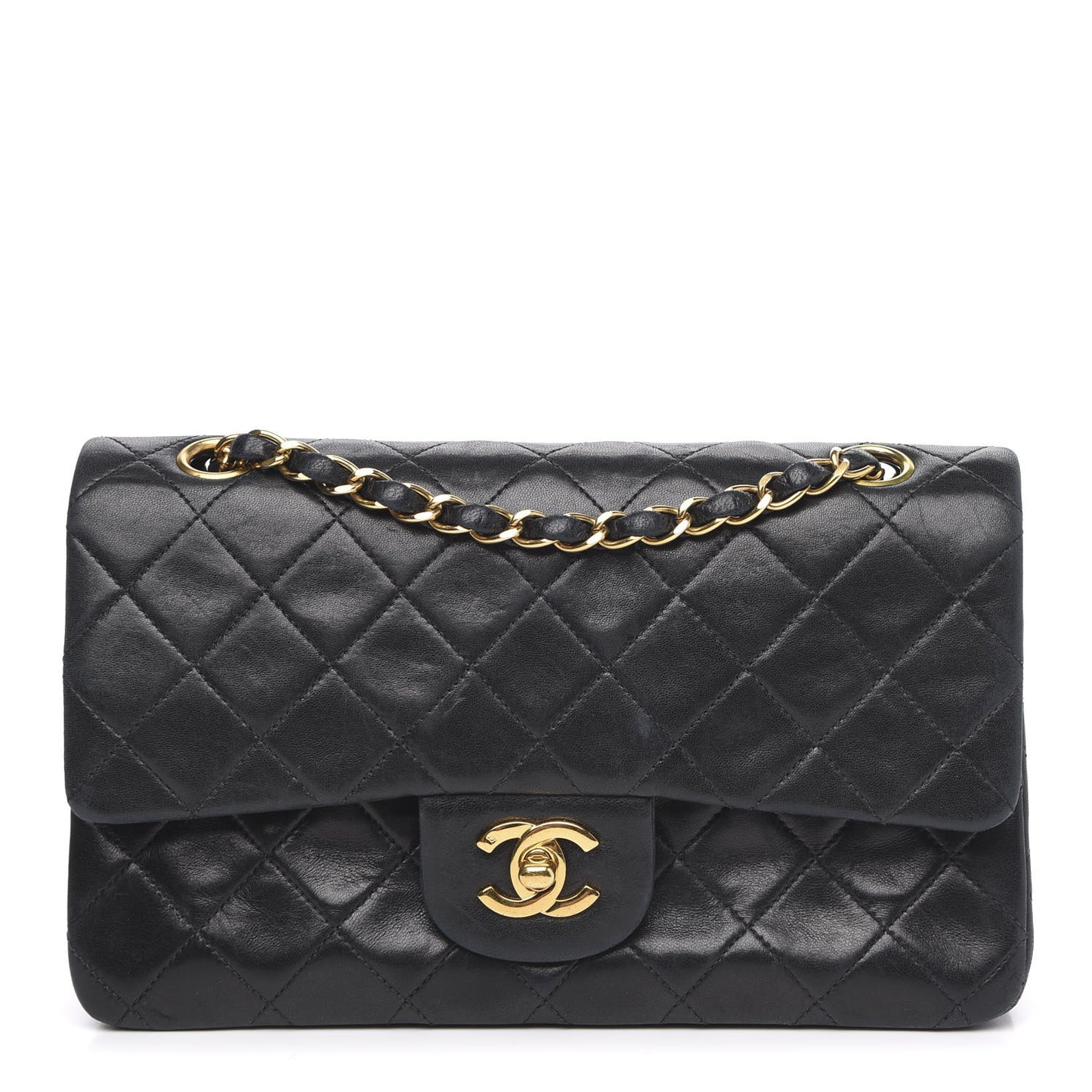 Lambskin Quilted Small Double Flap Black
