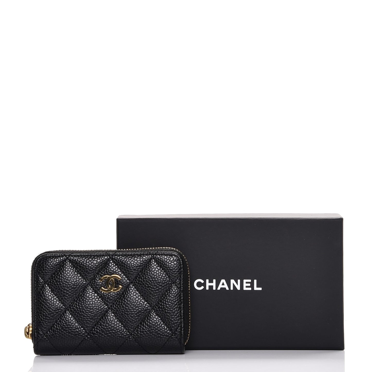 Caviar Quilted Zip Coin Purse Black