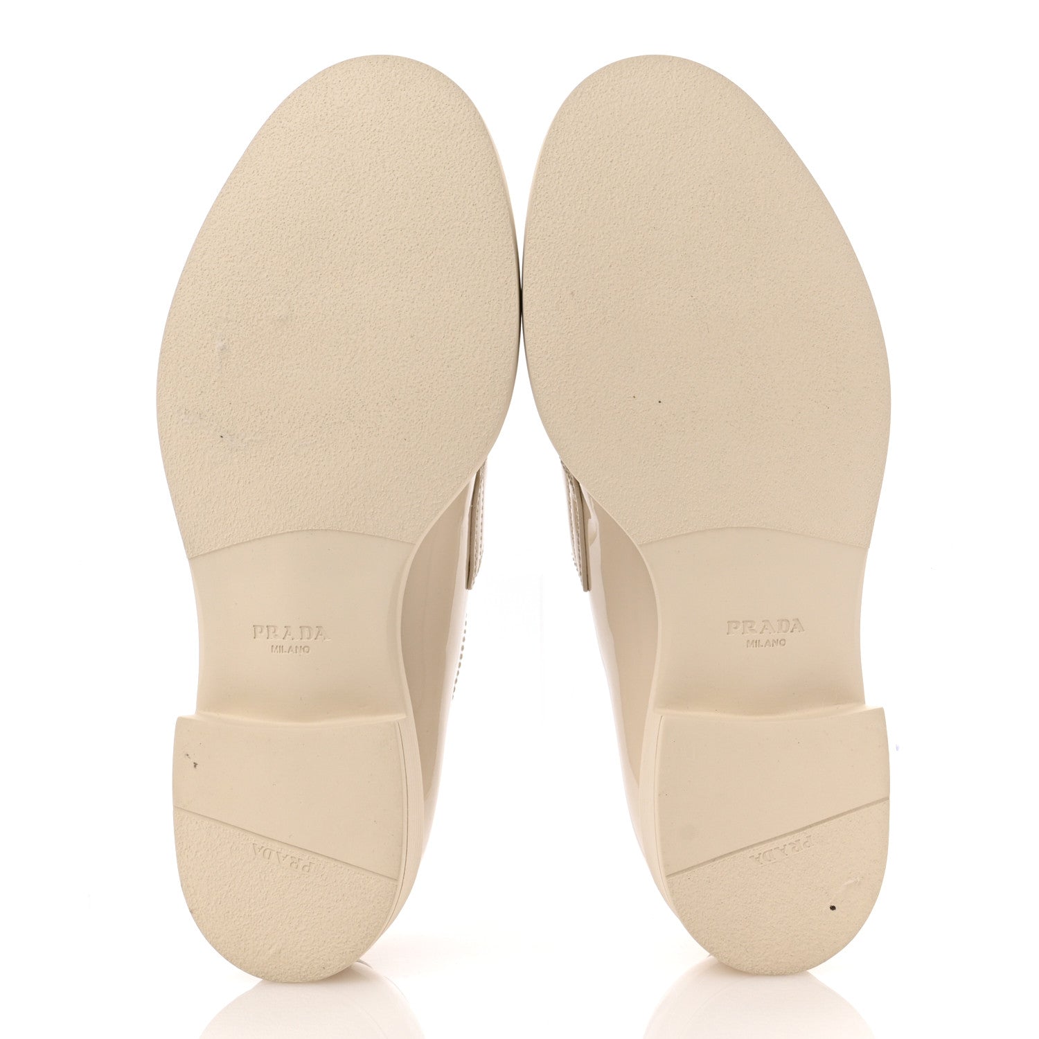 Prada Vernice Metal Triangle Logo 50mm Loafers 39.5 Avorio 6 of 11