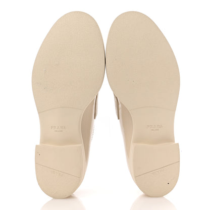 Prada Vernice Metal Triangle Logo 50mm Loafers 39.5 Avorio 6 of 11