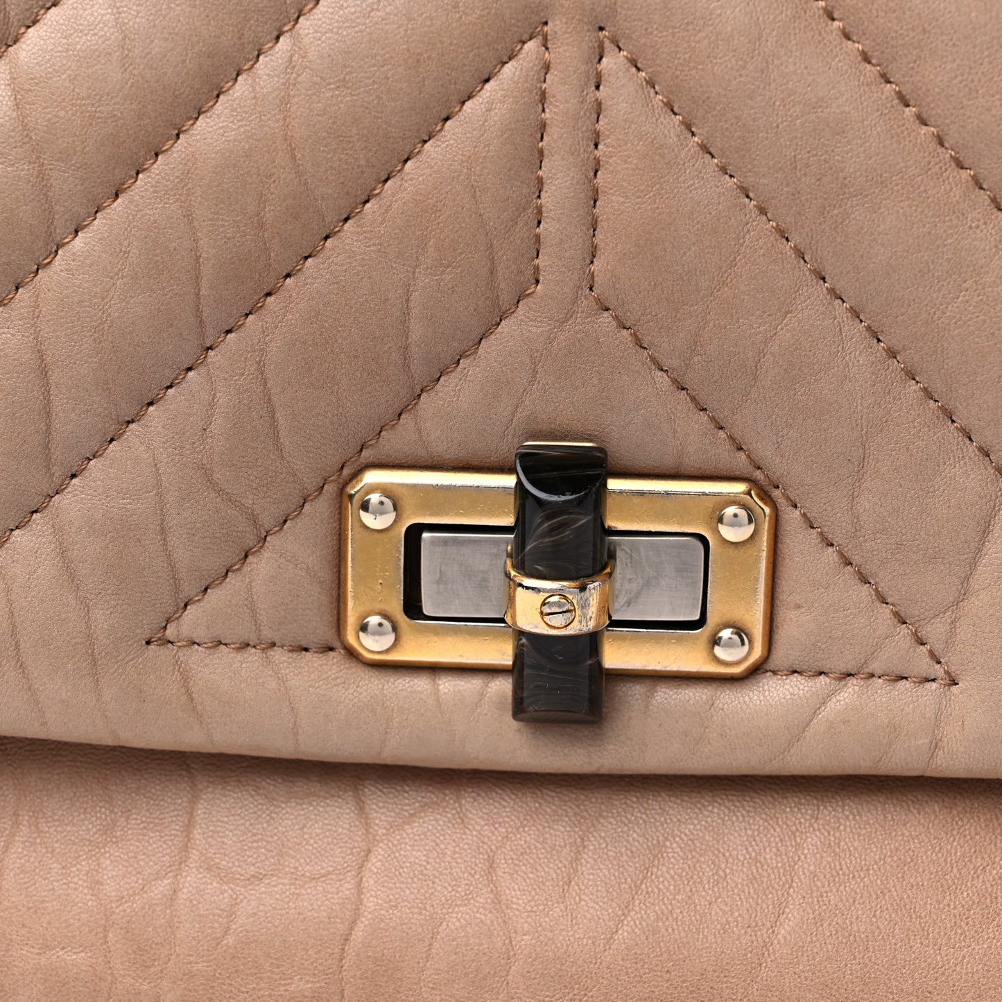 Lambskin Quilted Medium Happy Shoulder Bag Mastic