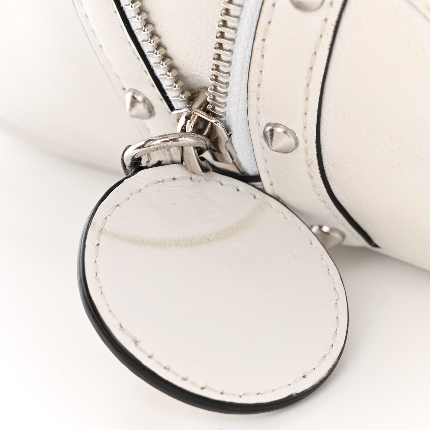 Versace Calfskin Studded Small Repeat Zip Hobo White 14 of 16