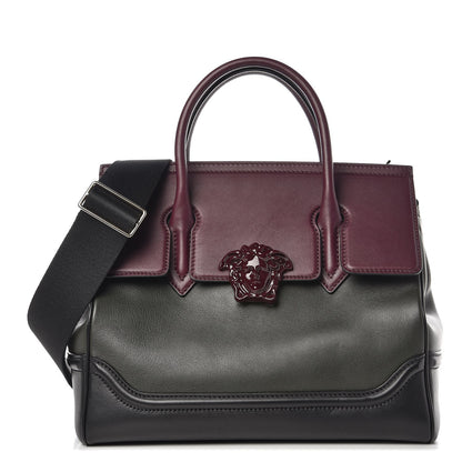 Versace Vitello Large Palazzo Empire Bag Burgundy Army Nero Black 1 of 12
