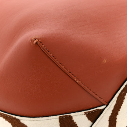 Celine Smooth Calfskin Felt Zebra Printed Oversized Twisted Cabas Chalk Brick 11 of 14