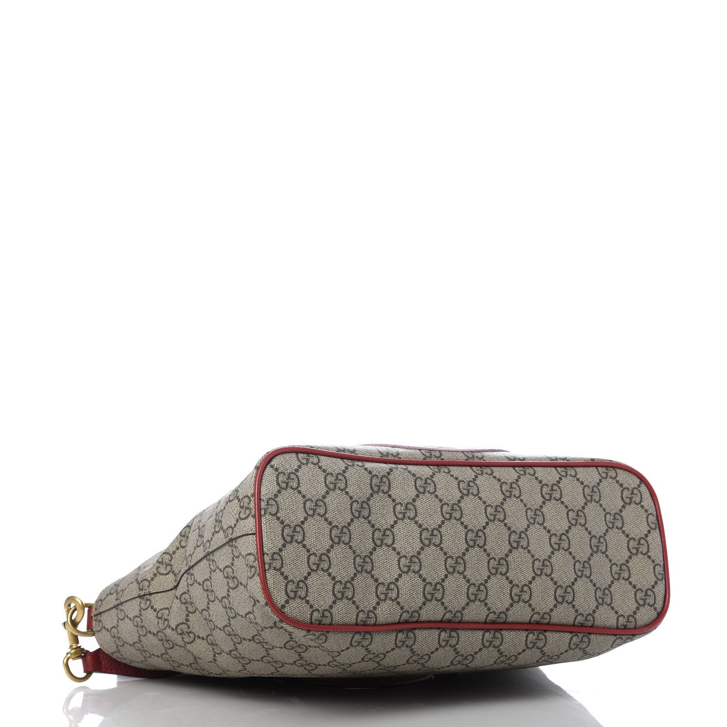 Gucci Soft GG Supreme Monogram Web Bosco Patch Small Crossbody Tote Beige Malva Hibiscus Red 4 of 9