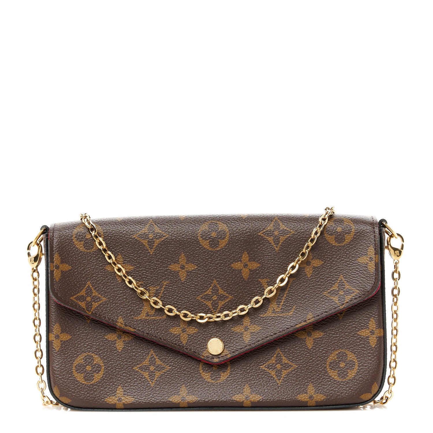 Louis Vuitton Monogram Pochette Felicie Chain Wallet Fuchsia 1 of 10