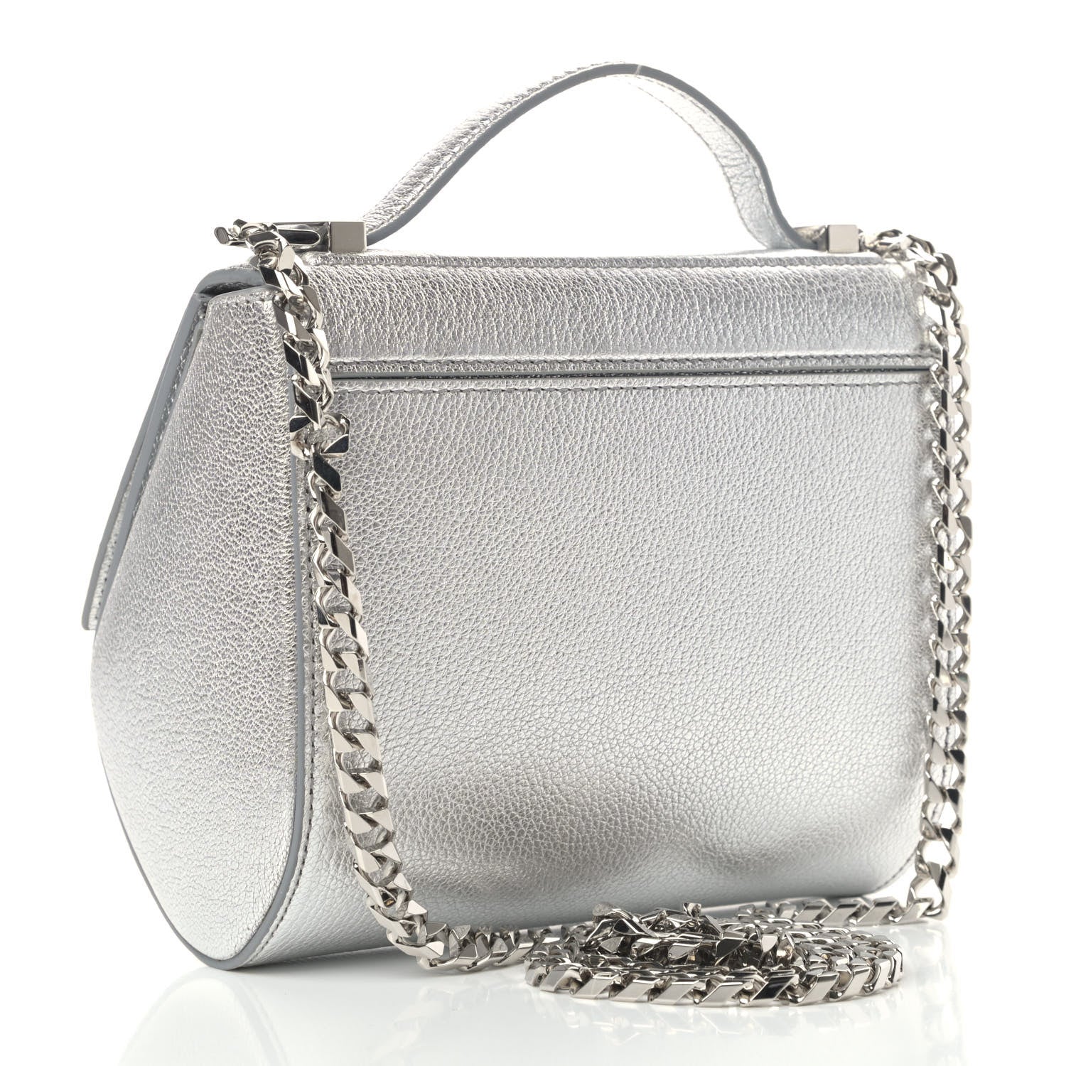 Givenchy Metallic Calfskin Mini Pandora Box Chain Crossbody Bag Silver 2 of 7