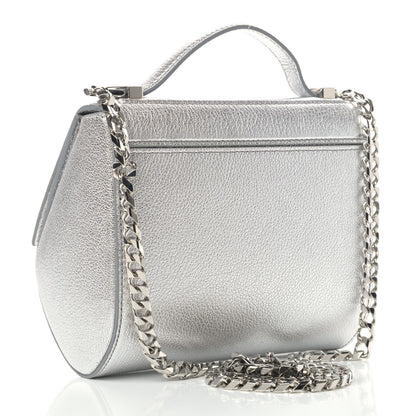 Givenchy Metallic Calfskin Mini Pandora Box Chain Crossbody Bag Silver 2 of 7