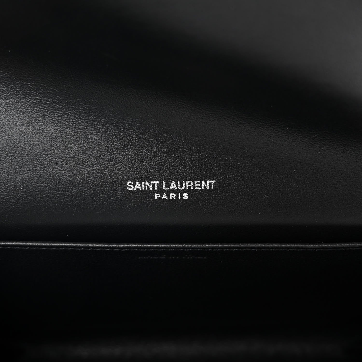 Saint Laurent Calfskin Crocodile Embossed Monogram Uptown Chain Wallet Black 7 of 11