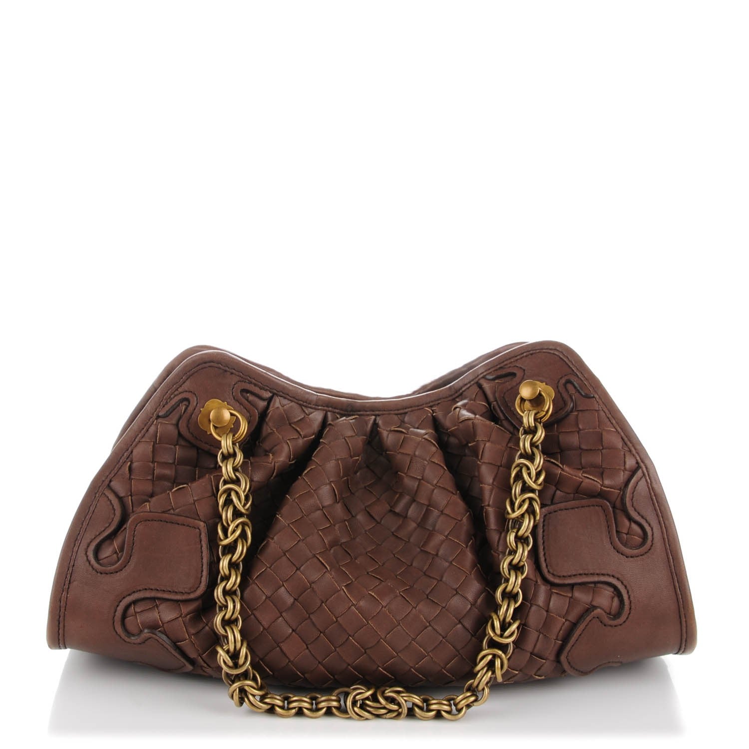 Bottega Veneta Nappa Intrecciato Small Chain Shoulder Bag Brown 1 of 7