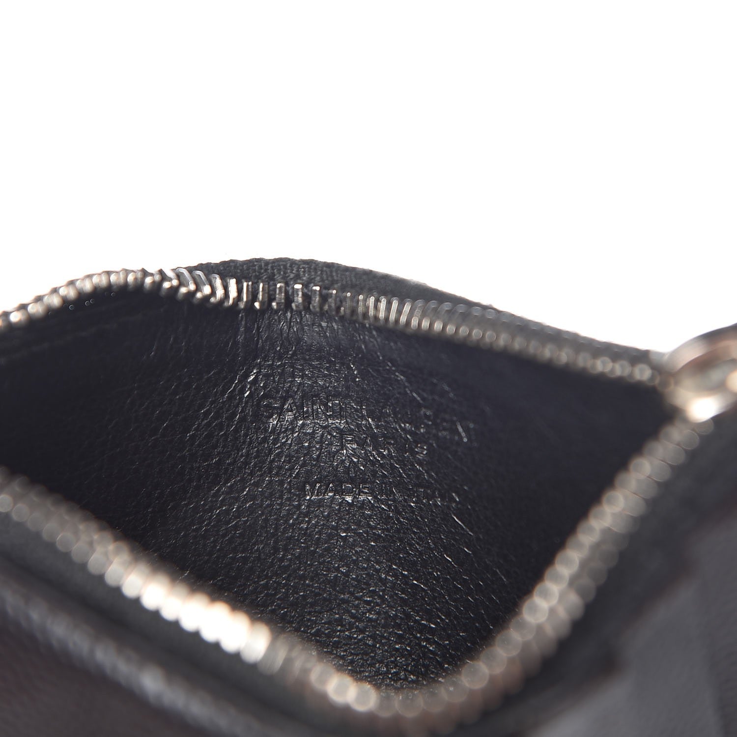 Saint Laurent Grained Calfskin 5 Fragments Zip Pouch Card Holder Black 6 of 8