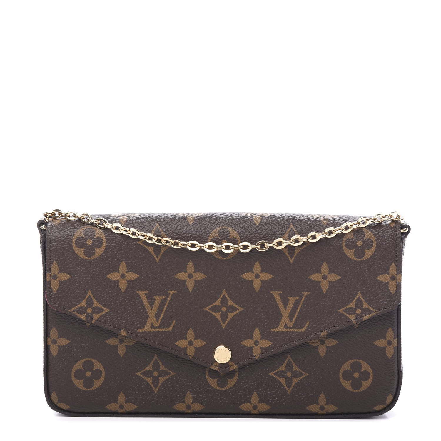 Louis Vuitton Monogram Pochette Felicie Chain Wallet Fuchsia 1 of 10