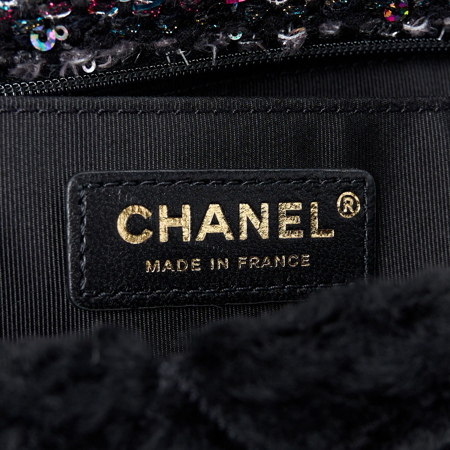 Chanel Shearling Sheepskin Tweed Quilted Single Flap Black 6 of 12
