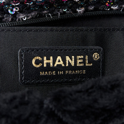 Chanel Shearling Sheepskin Tweed Quilted Single Flap Black 6 of 12