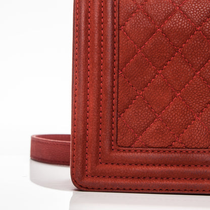 Chanel Iridescent Caviar Quilted Medium Boy Flap Red 10 of 12