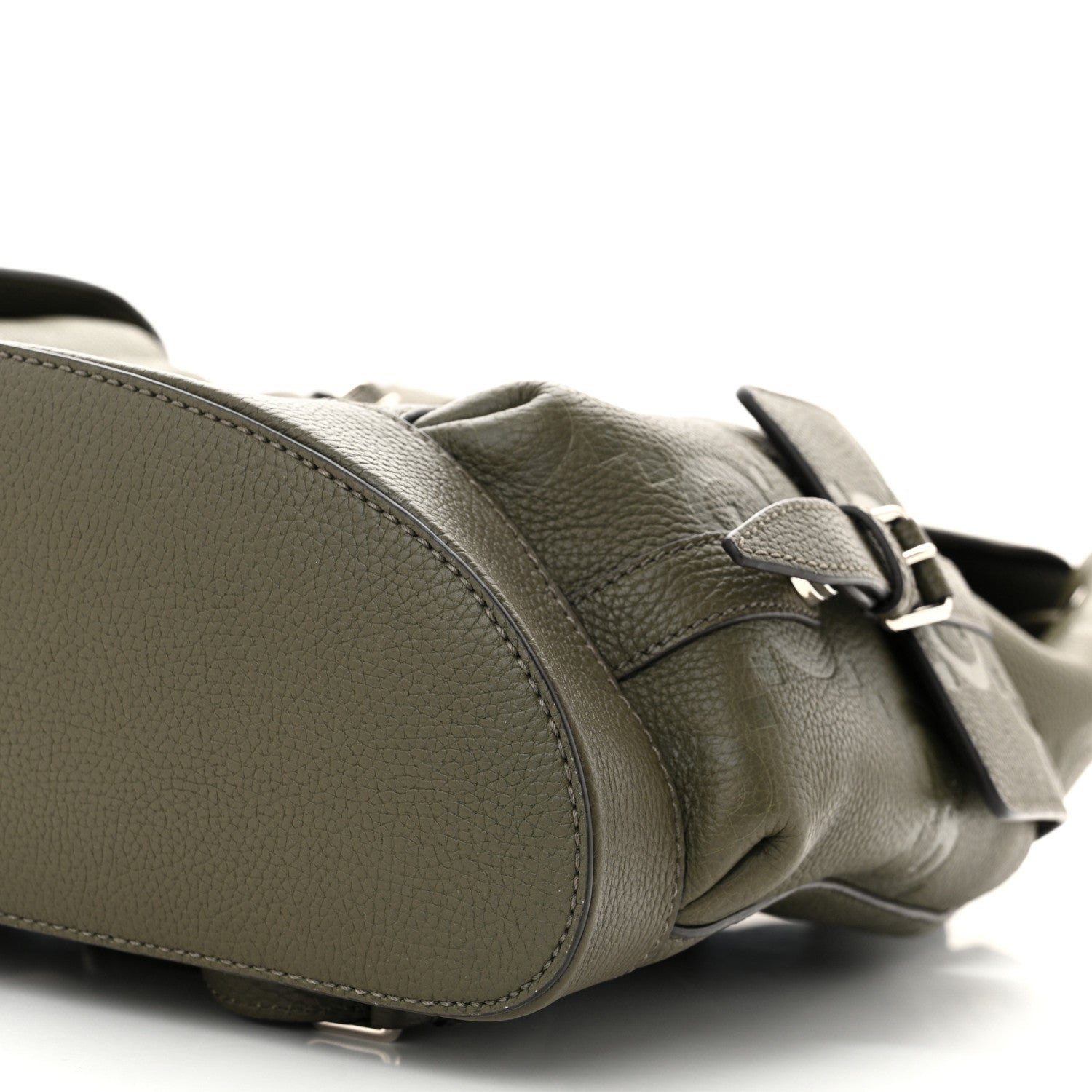 Gucci Piuma Calfskin Jumbo GG Embossed Double Buckle Backpack Dark Vintage Olive 9 of 9