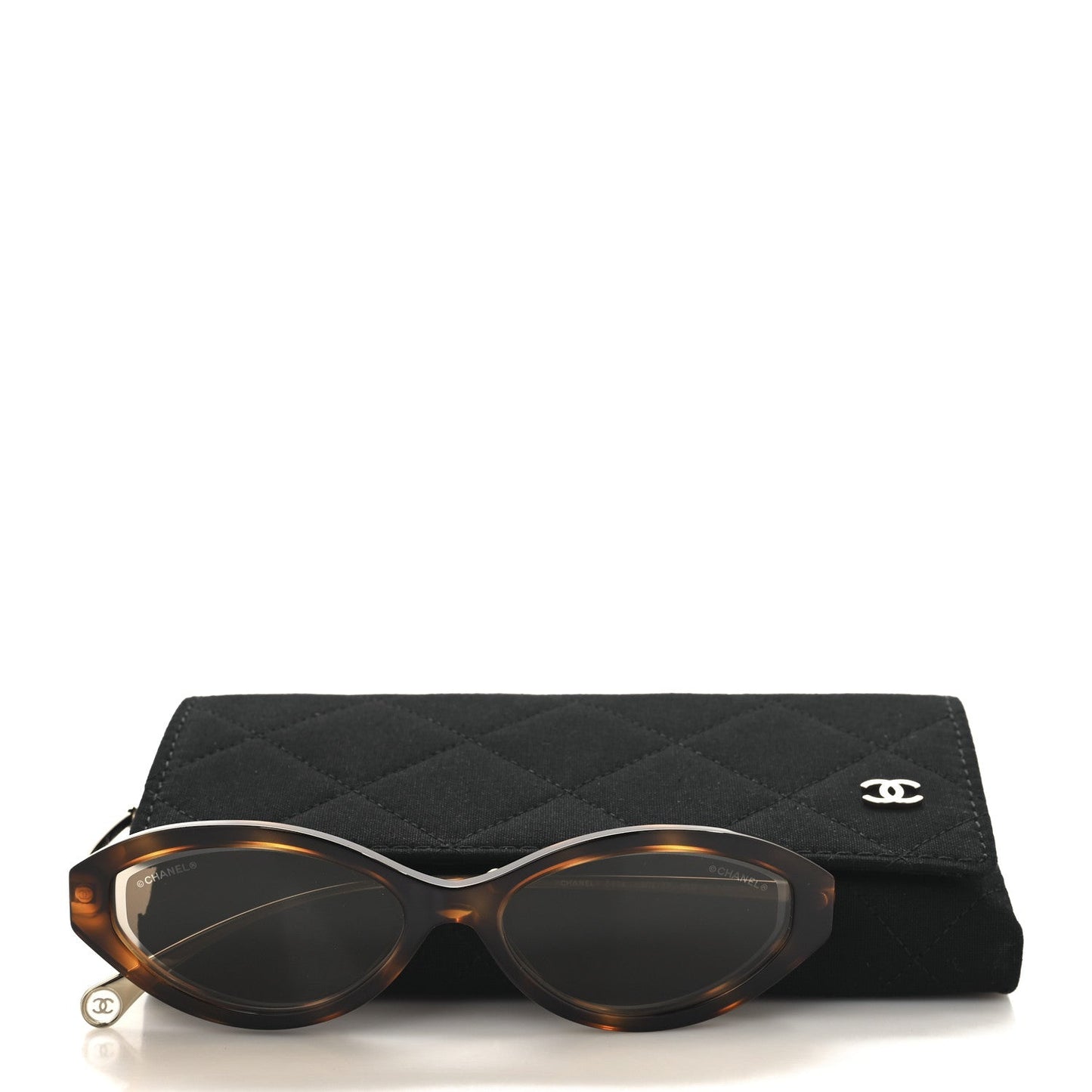 Acetate Metal Oval Removable Pearl Chain Sunglasses 5424 Brown