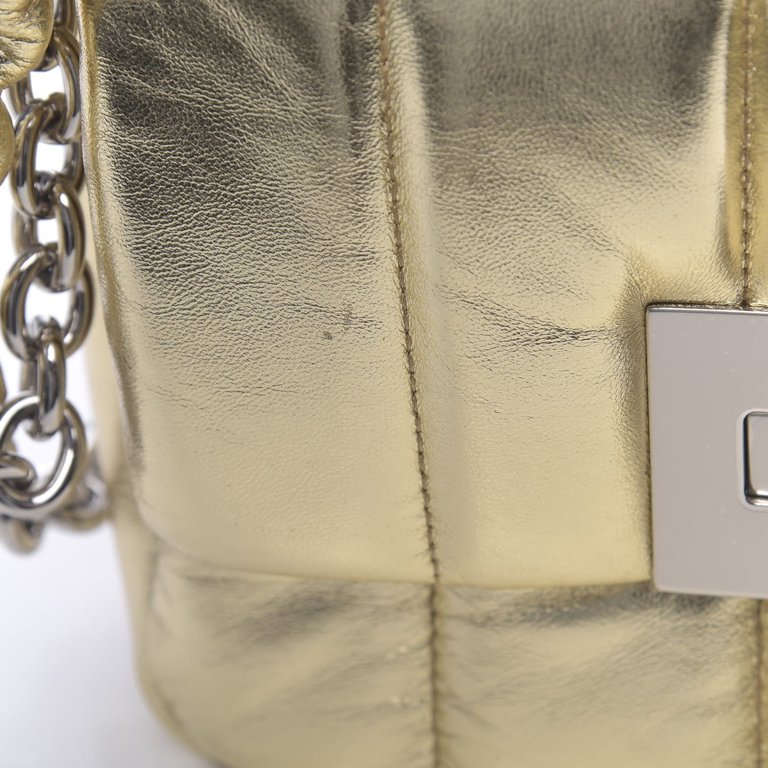 Tom Ford Metallic Soft Lambskin Quilted Small Natalia Chain Shoulder Bag Gold 11 of 11