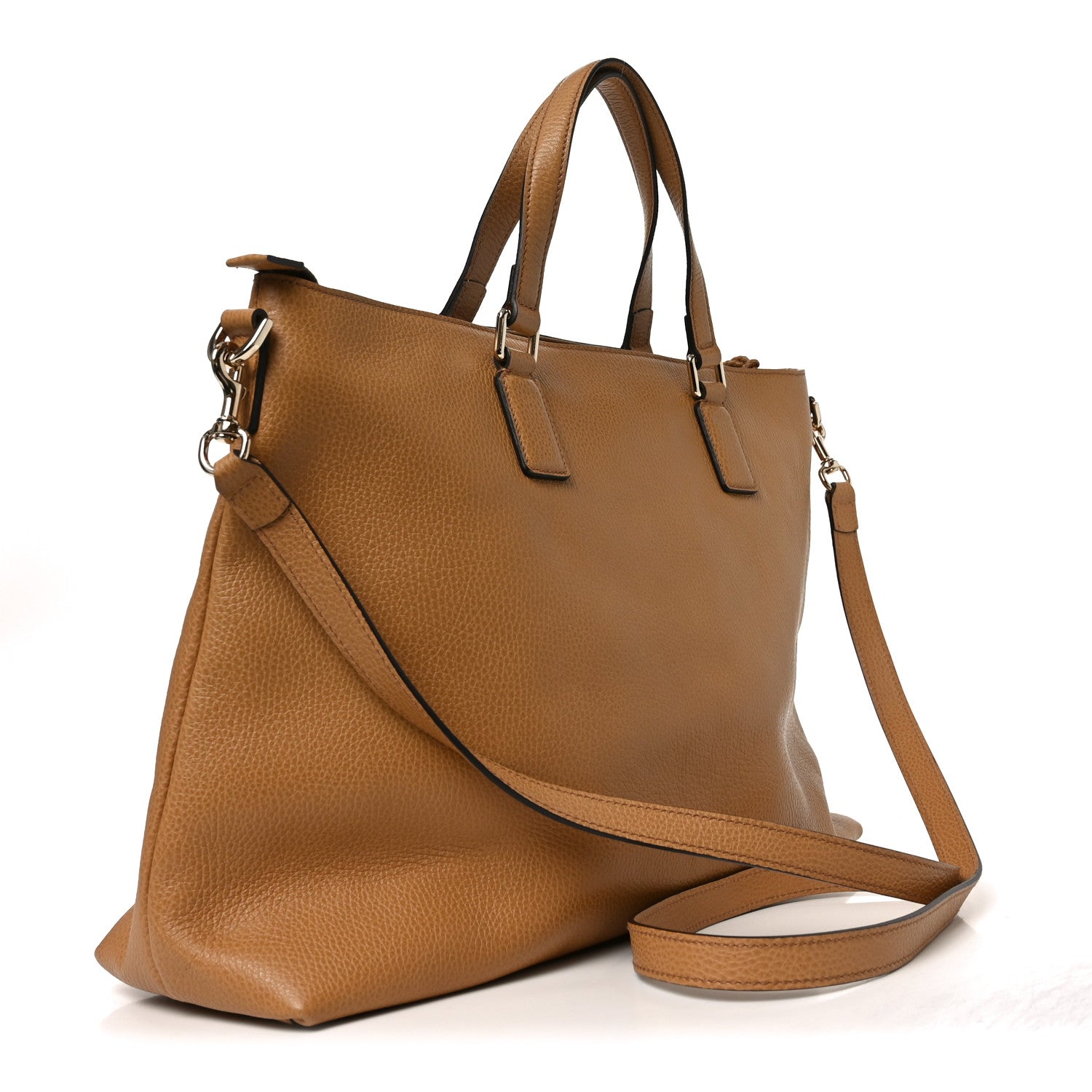 Gucci Calfskin Bamboo Tassel Top Handle Tote Whiskey 3 of 10