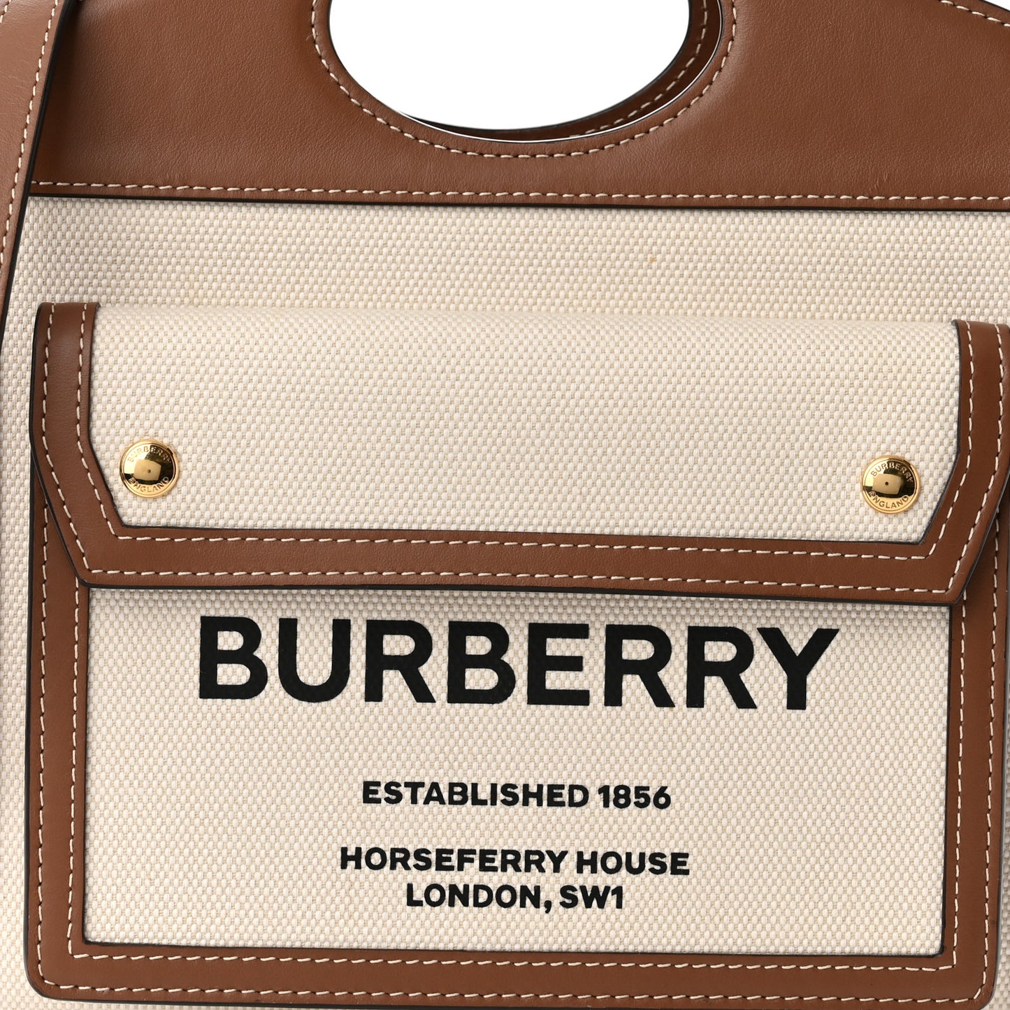Canvas Smooth Calfskin Two Tone Mini Pocket Bag Natural Malt Brown