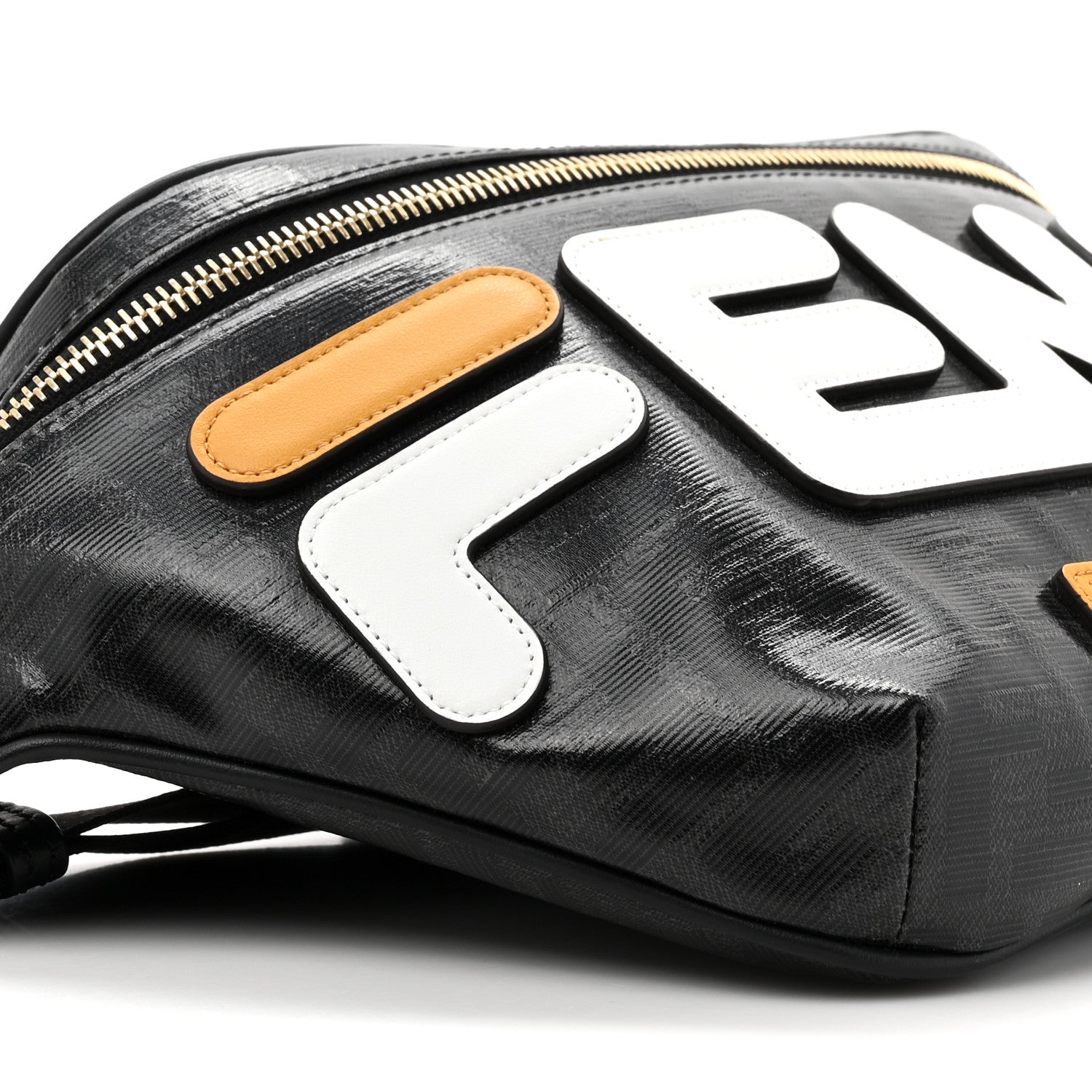 Fendi X FILA Glazed Fabric Vitello Century FF 1974 Mania Belt Bag Black White 10 of 10