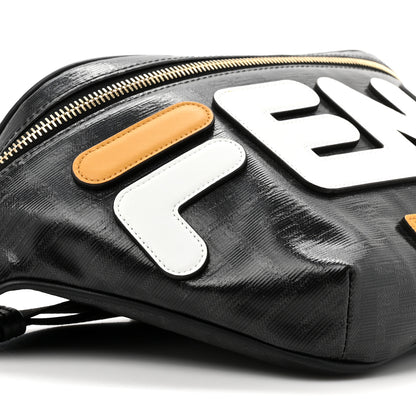 Fendi X FILA Glazed Fabric Vitello Century FF 1974 Mania Belt Bag Black White 10 of 10