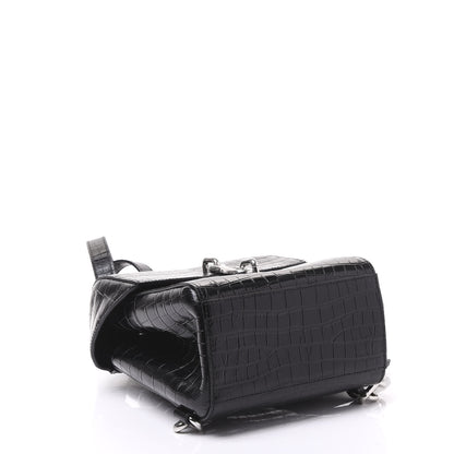 Alexander Wang Crocodile Embossed Calfskin Mini Hook Backpack Black 3 of 9