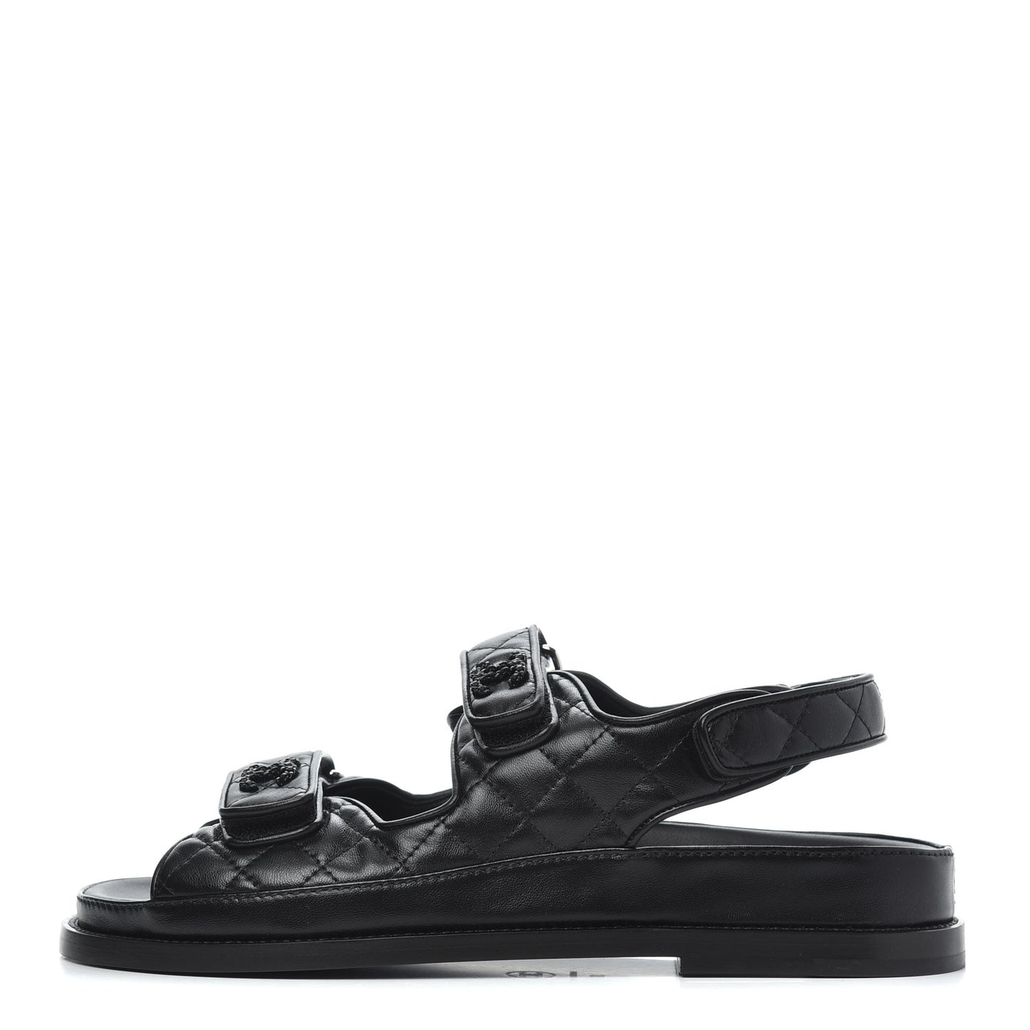 Lambskin Velcro Dad Sandals 39 Black